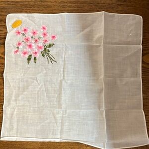 Pink Floral Embroidered Handkerchief